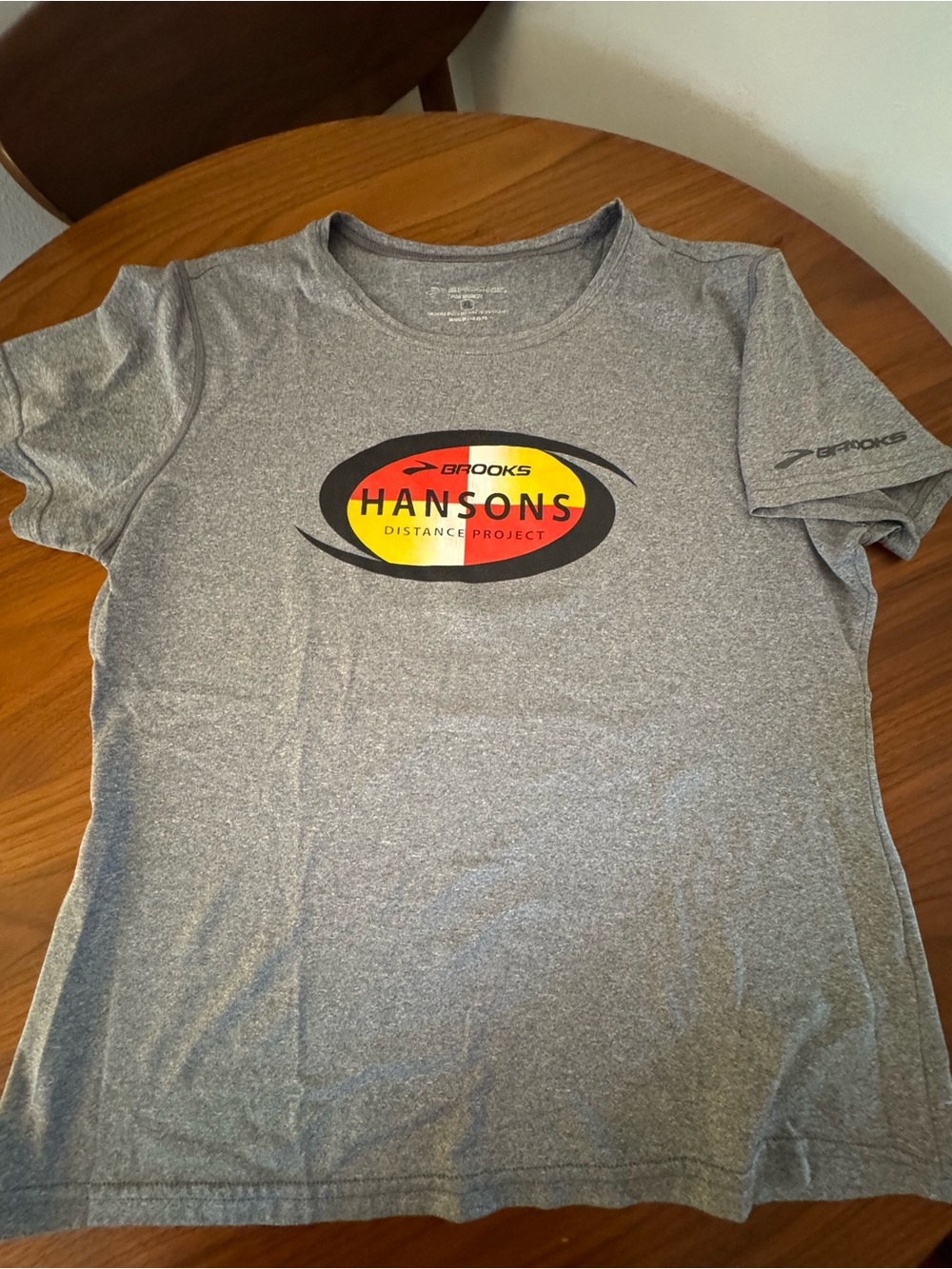 Brooks Gray Short-Sleeve Running Top with Hansons Distance Project Logo